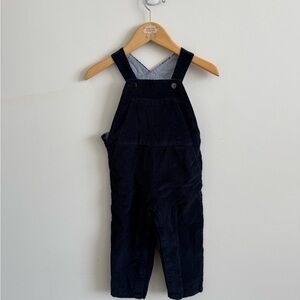 Jacadi boys kids baby navy blue velour corduroy dungaree overalls 24m